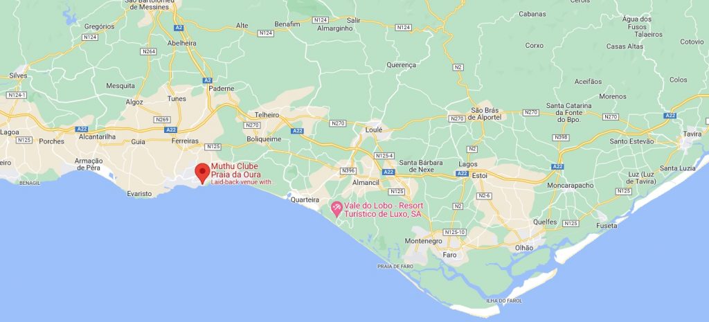 Location of Clube Praia da Oura (CPO)